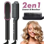 Brosse à cheveux chauffante en céramique 6 niveaux de chaleur  360° – Lisseur HQT-909B