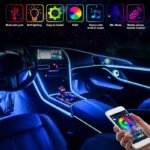 ⁦Bande lumineuse LED en néon RGB pour intérieur de voiture, éclairage suivi son d'ambiance Avec app et télécommande⁩ - الصورة ⁦2⁩