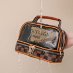 ⁦Trousse de toilette transparente double couche pour femmes, sac cosmétique étanche de grande capacité⁩ - الصورة ⁦4⁩