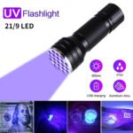 ⁦lampe de poche UV  21LED en alliage d'aluminium détecteur des scorpions et faux billet -  المصباح بالأشعة فوق البنفسجية كاشف للعقارب والعملات المزورة⁩ - الصورة ⁦2⁩