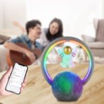 ⁦Haut-parleur Bluetooth et Lampe d'astronaute en lévitation magnétique avec lampe flottante en forme de lune rotative⁩ - الصورة ⁦4⁩