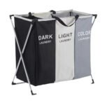 ⁦Panier à linge sale pliable avec 3 grilles pour séparer les vêtements V3⁩ - الصورة ⁦2⁩