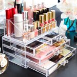Boîte de rangement de maquillage acrylique avec 3 tiroirs     h