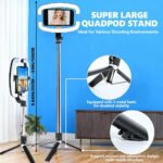 ⁦Perche à Selfie Extensible avec Support pour Téléphone et Lampe LED - عصا سيلفي مع إضاءة مدمجة ويد تحكم⁩ - الصورة ⁦3⁩