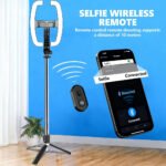 ⁦Perche à Selfie Extensible avec Support pour Téléphone et Lampe LED - عصا سيلفي مع إضاءة مدمجة ويد تحكم⁩ - الصورة ⁦6⁩