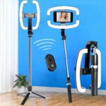 Perche à Selfie Extensible avec Support pour Téléphone et Lampe LED - عصا سيلفي مع إضاءة مدمجة ويد تحكم