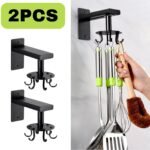Pack 2 Support de rangement rotatif 360 a 8 crochets en acier inoxydable
