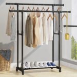 ⁦Penderie Mobile Double Barres Extensible Hauteur réglable avec 4 Roulettes  V6⁩ - الصورة ⁦4⁩