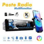 Poste radio BT Avec Support smart-phone intégré  1 Din Radio FM ,SD,TF, 2-USB 12V