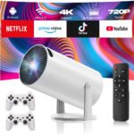 Projecteur de Jeux Intelligent a Haute Résolution avec Deux Manettes - مشغل ألعاب وجهاز عرض على الحائط