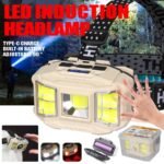 ⁦Lampe frontale LED COB à induction Rechargeable par USB 5 Modes - مصباح رأس قابل للشحن⁩ - الصورة ⁦3⁩