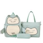 ⁦Ensemble de Sacs Snorlax 3Pcs Design Kawaii Vert - حقيبة مدرسية 3 قطع لون أخضر⁩ - الصورة ⁦3⁩