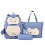 ⁦Ensemble de Sacs Snorlax 3Pcs Design Kawaii Bleu - حقيبة مدرسية 3 قطع لون أزرق⁩ - الصورة ⁦4⁩