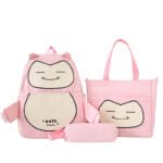 ⁦Ensemble de Sacs Snorlax 3Pcs Design Kawaii Rose- حقيبة مدرسية 3 قطع لون وردي⁩ - الصورة ⁦4⁩