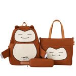 ⁦Ensemble de Sacs Snorlax 3Pcs Design Kawaii Marron - حقيبة مدرسية 3 قطع لون بني⁩ - الصورة ⁦4⁩