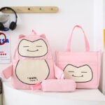 ⁦Ensemble de Sacs Snorlax 3Pcs Design Kawaii Rose- حقيبة مدرسية 3 قطع لون وردي⁩ - الصورة ⁦3⁩