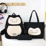 ⁦Ensemble de Sacs Snorlax 3Pcs Design Kawaii Noir - حقيبة مدرسية 3 قطع لون أسود⁩ - الصورة ⁦3⁩