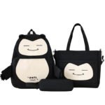⁦Ensemble de Sacs Snorlax 3Pcs Design Kawaii Noir - حقيبة مدرسية 3 قطع لون أسود⁩ - الصورة ⁦4⁩