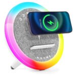 ⁦Haut-parleur et Lampe de Chevet avec Lumière d'ambiance RGB et Chargeur Induction 15W - مكبر صوت وشاحن لاسلكي مع إضاءة ملونة⁩ - الصورة ⁦4⁩