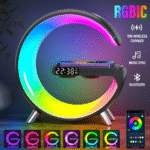 ⁦Réveil intelligente type G Bluetooth chargement sans fil haut-parleur RGB lumineuses - Noir⁩ - الصورة ⁦2⁩
