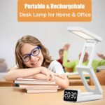 ⁦Lampe de bureau rechargeable sans fil avec réveil LED et power bank 10 000 mAh - مصباح مكتب ومصباح مع شاحن متنقل⁩ - الصورة ⁦3⁩
