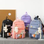 ⁦Ensemble de sacs d’école Kawai pour adolescents 4Pcs HAOLIDA V1 Mauve – محفظة 4 قطع كاواي بنفسجي⁩ - الصورة ⁦2⁩