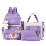 ⁦Ensemble de sacs d’école Kawai pour adolescents 4Pcs HAOLIDA V1 Mauve – محفظة 4 قطع كاواي بنفسجي⁩ - الصورة ⁦5⁩
