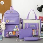 Ensemble de sacs d’école Kawai pour adolescents 4Pcs HAOLIDA V1 Mauve – محفظة 4 قطع كاواي بنفسجي