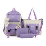 ⁦Ensemble de sacs d’école Kawai pour adolescents 4Pcs HAOLIDA V2 Mauve – محفظة 4 قطع كاواي بنفسجي⁩ - الصورة ⁦4⁩