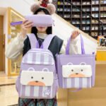 ⁦Ensemble de sacs d’école Kawai pour adolescents 3Pcs Ours Mauve – محفظة 3 قطع كاواي بنفسجي⁩ - الصورة ⁦4⁩