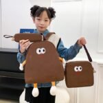 ⁦Ensemble de sacs d’école Kawai pour adolescents 3Pcs Language Marron – محفظة 3 قطع كاواي بني⁩ - الصورة ⁦3⁩