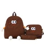 ⁦Ensemble de sacs d’école Kawai pour adolescents 3Pcs Language Marron – محفظة 3 قطع كاواي بني⁩ - الصورة ⁦2⁩