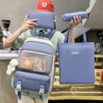 ⁦Ensemble de sacs d’école Kawai pour adolescents 4Pcs V3 CLBD Bleu – محفظة 4 قطع كاواي أزرق⁩ - الصورة ⁦3⁩