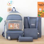 Ensemble de sacs d’école Kawai pour adolescents 4Pcs V3 CLBD Bleu – محفظة 4 قطع كاواي أزرق