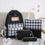 Ensemble de sacs d’école Kawai pour adolescents 4Pcs CLBD V4 Noir – محفظة 4 قطع كاواي أسود