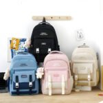 ⁦Ensemble de sacs d’école Kawai pour adolescents 5Pcs Bieyoumi Fashion Bleu – محفظة 5 قطع كاواي أزرق⁩ - الصورة ⁦2⁩