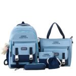 ⁦Ensemble de sacs d’école Kawai pour adolescents 5Pcs Bieyoumi Fashion Bleu – محفظة 5 قطع كاواي أزرق⁩ - الصورة ⁦4⁩