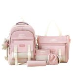 ⁦Ensemble de sacs d’école Kawai pour adolescents 5Pcs Bieyoumi Fashion Rose – محفظة 5 قطع كاواي وردي⁩ - الصورة ⁦3⁩