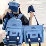 Ensemble de sacs d’école Kawai pour adolescents 5Pcs Bieyoumi Fashion Bleu – محفظة 5 قطع كاواي أزرق
