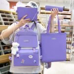 ⁦Ensemble de sacs d’école Kawai pour adolescents 4Pcs CLBD V1 Mauve – محفظة 4 قطع كاواي بنفسجي⁩ - الصورة ⁦2⁩