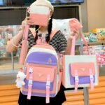 ⁦Ensemble de sacs d’école Kawai pour adolescents 5Pcs Guiyu V1 Rose – محفظة 5 قطع كاواي وردي⁩ - الصورة ⁦2⁩
