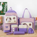 Ensemble de sacs d’école Kawai pour adolescents 5Pcs Guiyu V2 Mauve – محفظة 5 قطع كاواي بنفسجي