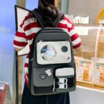 ⁦Ensemble de sacs d’école Kawai pour adolescents 5Pcs Guiyu V2 Noir et Gris– محفظة 5 قطع كاواي أسود ورمادي⁩ - الصورة ⁦4⁩