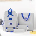 Ensemble de sacs d'école Kawai pour adolescents 4Pcs Lapin X Gris- محفظة 4 قطع كاواي رمادي