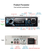 ⁦Poste radio BT Avec Support smart-phone intégré  1 Din Radio FM ,SD,TF, 2-USB 12V⁩ - الصورة ⁦13⁩