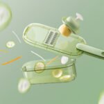 ⁦Mandoline à légumes professionnelle avec 5 lames et récipient - قطاعة خضر في المطبخ⁩ - الصورة ⁦3⁩