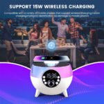 ⁦Haut-Parleur et Réveil LED d'Ambiance avec Chargeur Sans Fil 15W⁩ - الصورة ⁦3⁩