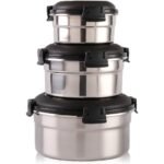 ⁦Conteneurs Alimentaires Empilables en Acier Inoxydable Écologiques 3pcs – حاويات طعام من الستانلس ستيل قابلة للتكديس⁩ - الصورة ⁦2⁩