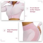 ⁦Ensemble de sport extensible pour femme 2 Pcs - Rose⁩ - الصورة ⁦6⁩