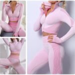 ⁦Ensemble de sport extensible pour femme 2 Pcs - Rose⁩ - الصورة ⁦5⁩